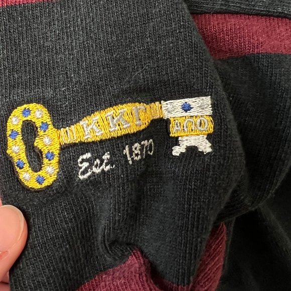 Vintage Rugby Preppy Oversized Color-Block Collared Long Sleeve Barbarian Shirt - Picture 8 of 9